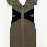 Marciano Stretch Knit Bandage Bodycon Party Cocktail Mini Dress Brown Black XS Photo 3