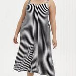 Torrid Plus 1 1X Super Soft Knits Culotte Jumpsuit Black & White Stripe Cropped Photo 0