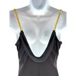 Jessica McClintock Gunne Sax Millennium 2000 Vtg Black Gown Sz 7 Gold Straps Y2K Photo 5