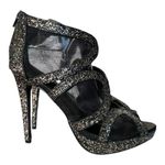 EXPRESS Gold & Silver 5” Platform stiletto heels mesh sides back zipper size 10 Photo 5