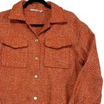 Ellison  Orange Houndstooth Tweed Fringe Hem Jacket Medium Shacket‎ Photo 0