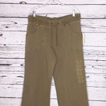 Multiple Soft Size M Khaki Tan Embroidered Drawstring Waist Wide Leg Capri Pants Photo 1