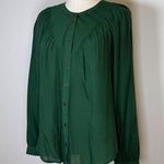 Maeve | Anthropologie Green Button-Up Lightweight Striped Blouse Women’s Size XS Photo 3