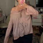 Cynthia Rowley Off the shoulder shirt brown cover up top blouse  Photo 5