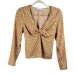 Abercrombie & Fitch Long Sleeve Twist Front Blouse in Light Brown Size Small Photo 0