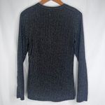 BCBGMAXAZRIA Black Silver Metallic Striped Long Sleeve Stretchy Top Size Medium Photo 1