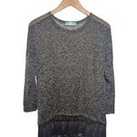 Chris & Carol  Top Women S Black Gray Sheer Blouse Dark Romantic Lace Texture Photo 0