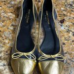 Saint Laurent  Gold Leather And PVC Ballet Flats Photo 1