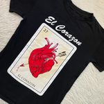 El corazón heart loteria card Mexican bingo graphic tee Black Photo 5