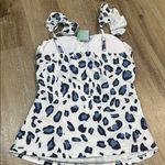 Animal Print tankini top white and blue large Photo 1