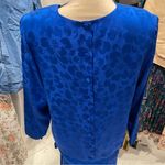 Vintage 80’s blue floral silk drop waist Pat Argenti giant bow tie pleated dress Size 8 Photo 11