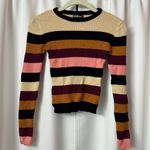 Cute Multicolor Striped Colorful Round Neck Slim Fit Sweater Size Medium Multi Photo 0