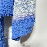 Vintage Acrylic Nubby Bubble Sleeve Sweater Blue White Lilac Large Photo 3