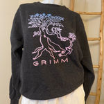 Peter Grimm Grimm Crew Sweatshirt Small Women's Delta Fleece Grey Tree Design Photo 0