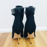 Good American Black Suede Stiletto Lace Up Ankle Bootie Size 5.5 New Photo 5