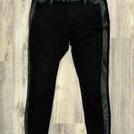 DKNY  Black Skinny Pants Leggings Faux Leather Panels Cotton Stretch Size 6 Photo 0