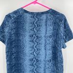 ACROBAT Tunic Top Extra Small 100% Silk Blue Snakeskin Snake High Side Slits S/S Size XS Photo 4
