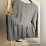 NWT Yarn and Sea Peplum Long Sleeve Pleated Grey Sweatshirt Fleece Lined Size 1X Gray Photo 5