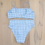 Womens Bikini Set Size S Blue Gingham High Waist Cottagecore Swimwear Summer Photo 2