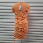 Steve Madden 's BB Dakota Dress Women's Size Medium Orange Ruched Short Sleeve Photo 3