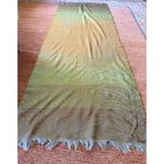 Descours Paris Silky Fringe Scarf Wrap Ombre Green Beige Made in France Photo 4