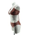 SheIn Women’s Brown Snakeskin Print 3-Piece Swimsuit Backless Bikini Large Photo 5