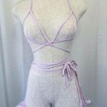 Mesh Fluffy Wrap Top And Skirt Purple Photo 0