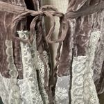 For Love and Liberty Velvet Tie Front Top Kimono Lace Fairy Grunge Romantic Silk Brown Size M Photo 2
