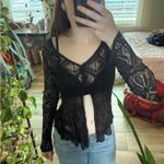 Black Lace Front Botton Long Sleeve Photo 1