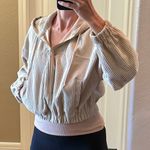 Altar'd State Cropped Corduroy Hooded Jacket Zipper Front Light Tan Beige Medium Photo 5