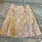 Elevenses  Women's Size 2 Yellow Pink Floral Stripe A-Line Skirt Cotton Blend Photo 0