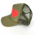 Otto Trucker Hat Green with Stripes and Red Heart Photo 2