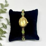Dainty Vintage Gold And Sage Green Stone Watch Photo 1