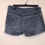 Free People  Women’s Distressed Gray Black Rosettes Raw Hem Denim Jean Shorts Photo 5