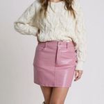 Le lis ★ NWT by Anthropologie Faux Leather Mini Skirt - Floral Pink ★ Photo 0
