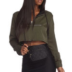 Windsor  Olive Cropped Hoodie Photo 0