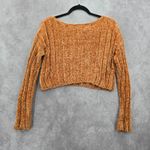 FAVLUX  Yellow Crop Chenille Ribbed Sleeve Y2K VTG Academia Cozy Sweater Small Photo 1