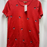 Lucky Brand  Women's Heart Flag Embroidered T-Shirt, size S NWT Photo 0