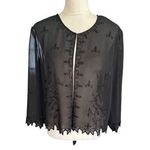Karen Millen Karen Miller Sheer Beaded Jacket Shrug With Floral Design Scalloped Edges Sz 20 Photo 0