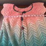 Crochet Cover Up Duster Cardigan Pink Green Ombre Chevron Sleeveless Photo 3