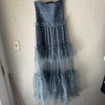 Strut & Bolt  Blue Strapless Glitter Tulle Tiered Maxi Dress Fairy Princess Dance Photo 7