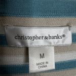Christopher & Banks NWT  Cotton Cardigan Medium Blue White Long Sleeves Diamond Photo 2