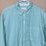 American Eagle Women’s Boxy Striped Green White Long Sleeve Button-Up Shirt Photo 1