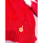 VINTAGE Christine Women’s L Sweater Red White Long Puff Sleeve V Neck Knit Size L Photo 4