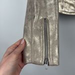 Sunset+Spring Gold Metallic Faux Leather Biker Jacket Size XS Photo 3