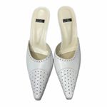 Stuart Weitzman  Leather Lasercut Accents Mules 9.5 White Pointed Heels Luxury Photo 2