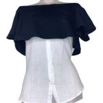 Anthropologie Passport Off the Shoulder Mixed Media Top Black & White XS Photo 2