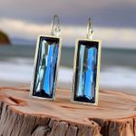 Handcrafted earrings with Austrian Montana blue baguette crystal Silver Photo 0