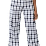 Princess Polly Euros Plaid Wide Leg Trousers Pants Size 6 Black Cream Checkered Photo 0