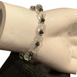 Rustic Cuff Christian Faith Stretch Bracelet Silver & Clear Beads Charm Logo Photo 15